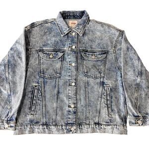 Rockabilly Wrangler Blue Denim Jean Jacket, Blue, Boho Western Women Sz L